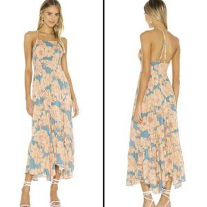 NWT Free People Intimately Free Heat Wave Printed Maxi Dress in Blue Combo